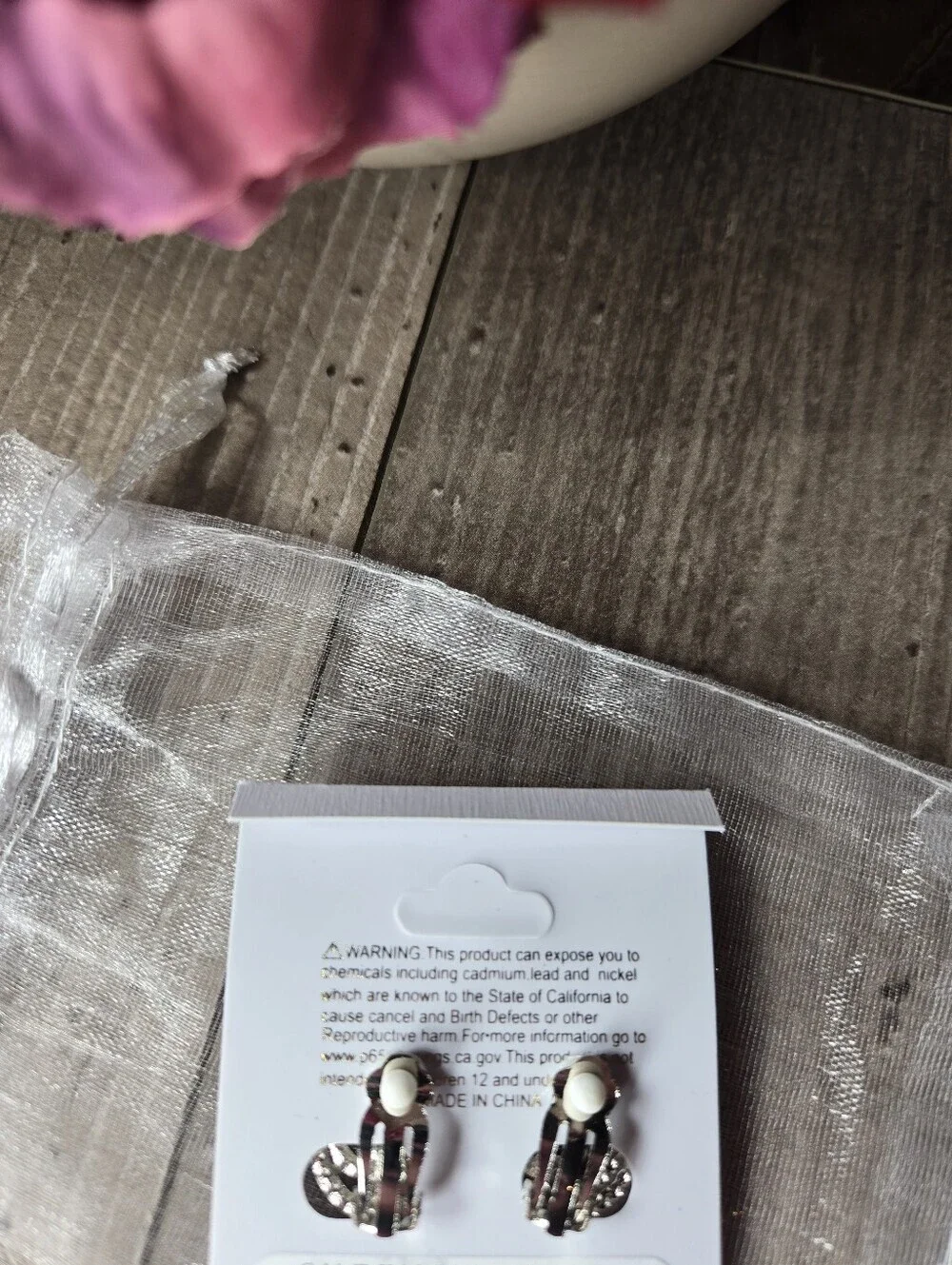 NWT Chloe Accessory Double Circle Silver Crystal Clip-On Earrings Women's